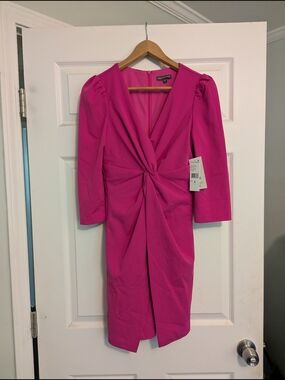 julia jordan Fuchsia Knot-Front Midi Dress